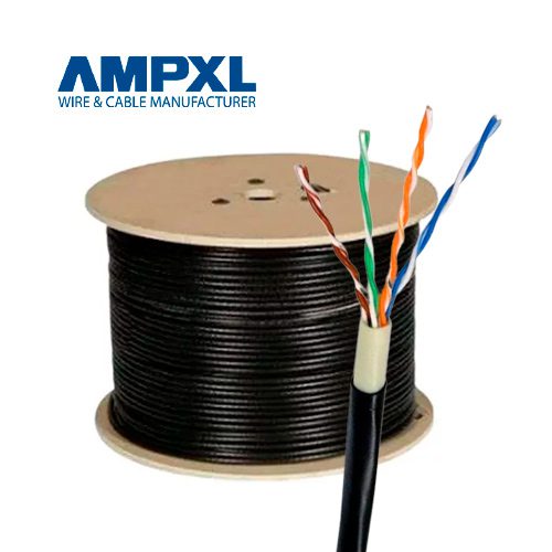ROLLO DE CABLE UTP AMPXL CATEGORIA 5E AMPXL OUTDOOR 305M DOBLE CHAQUETA NEGRO