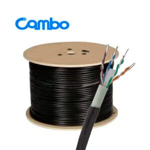 ROLLO DE CABLE UTP CAMBO CAT6 NEGRO CCA 23AWG OUTDOOR DOBLE CHAQUETA 305mts.