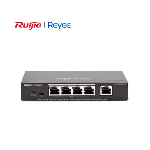 SWITCH RUIJIE RG-ES205GC-P DE 5 PUERTOS CON 4 PUERTOS PoE+ 54W GIGABIT 10/100/1000 CLOUD MANAGED
