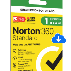 LICENCIA ANTIVIRUS NORTON 360 STANDARD 1 AÑO SAFECAM SECURE VPN